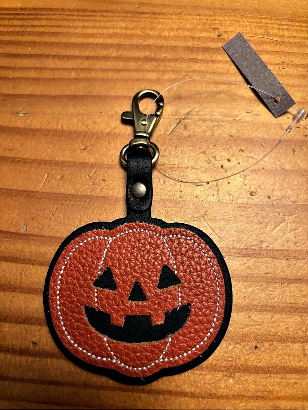 Portland Leather Pumpkin Keychain Orange & Black NWT